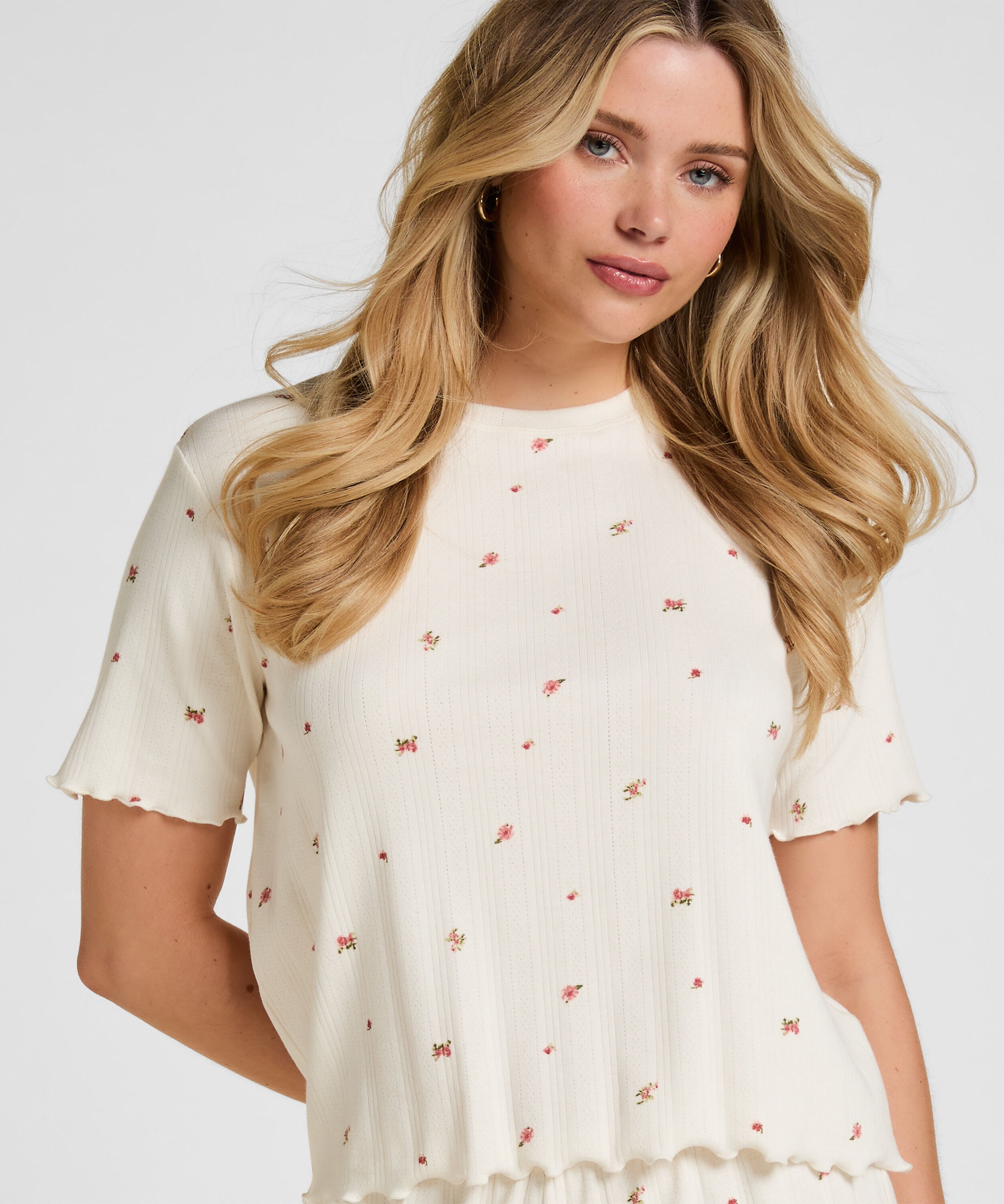 Pyjama Top Pointelle, White