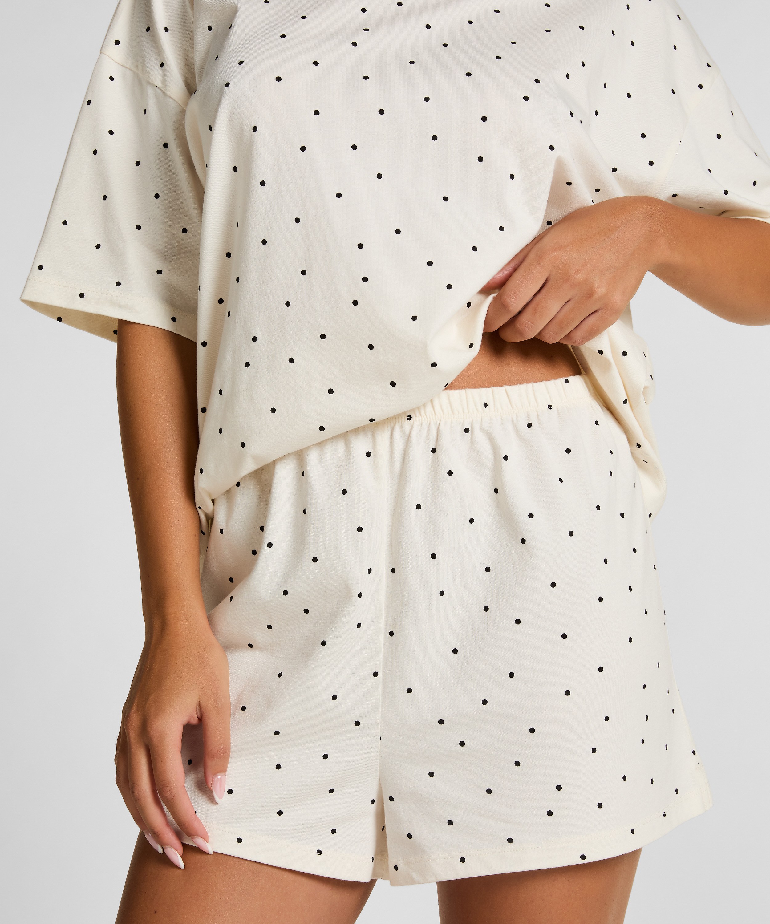 Pyjama Set Cotton Jersey Short, White, main