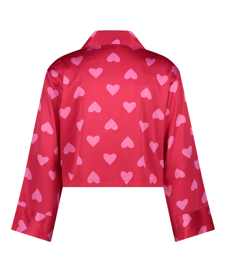 Satin Long-Sleeved Jacket, Red
