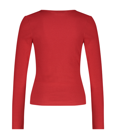 Top V-neck long sleeves, Red