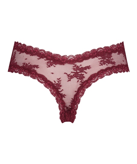 V-shaped Brazilian knickers mesh, Red