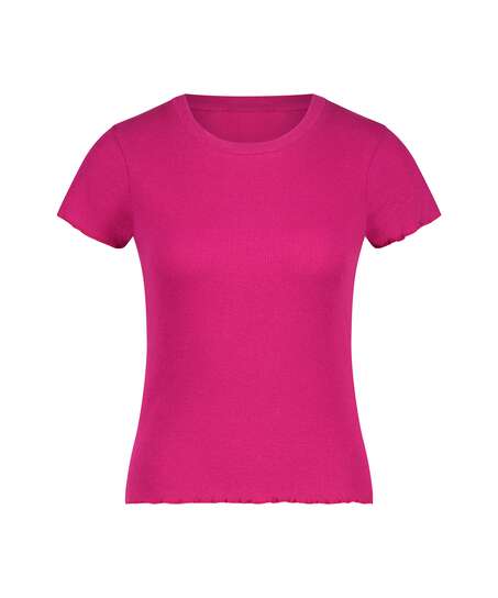 Rib shirt with short sleeves, Pink