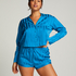 Satin Long-Sleeved Jacket, Blue