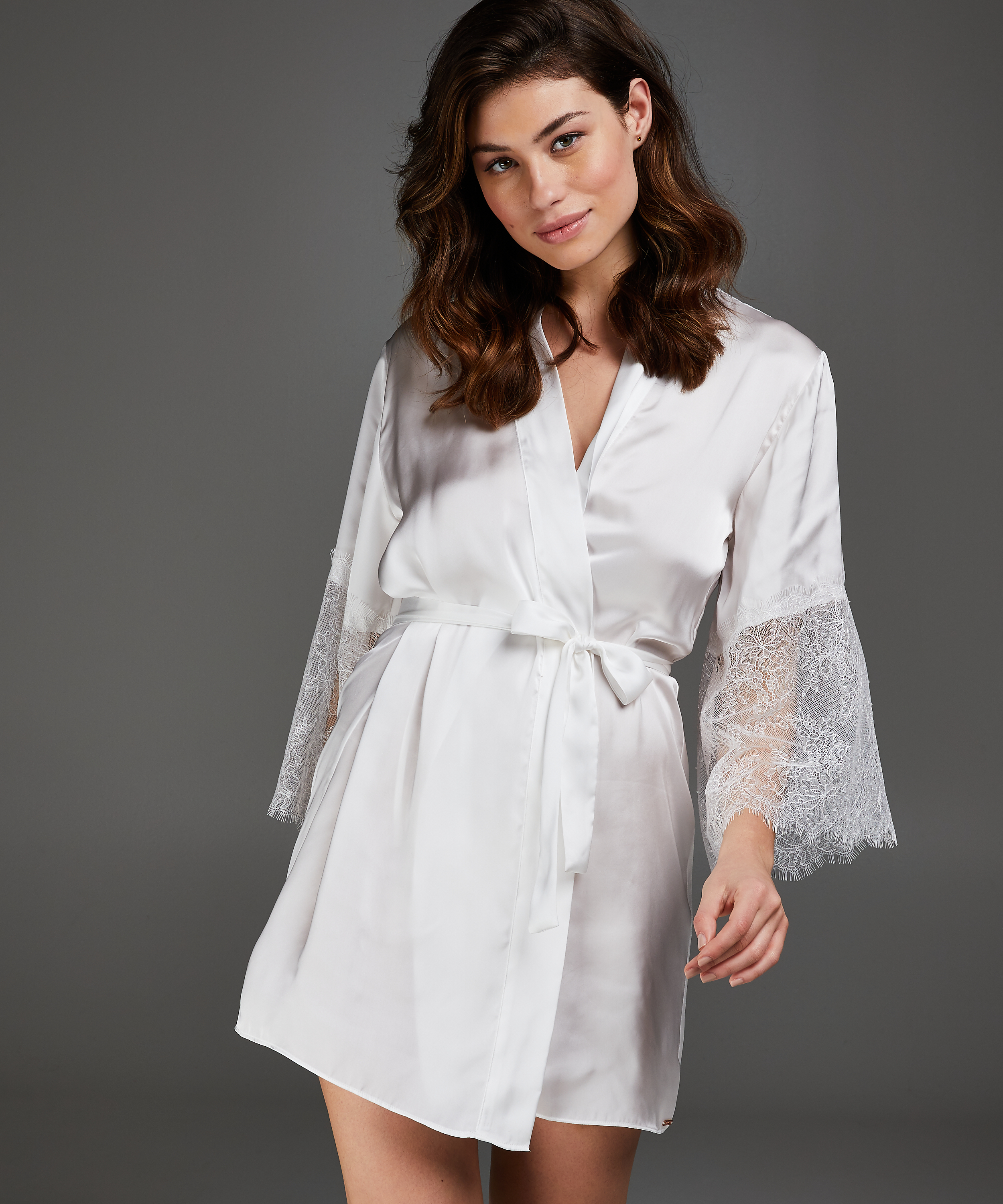 Kimono Satin Lily, White, main