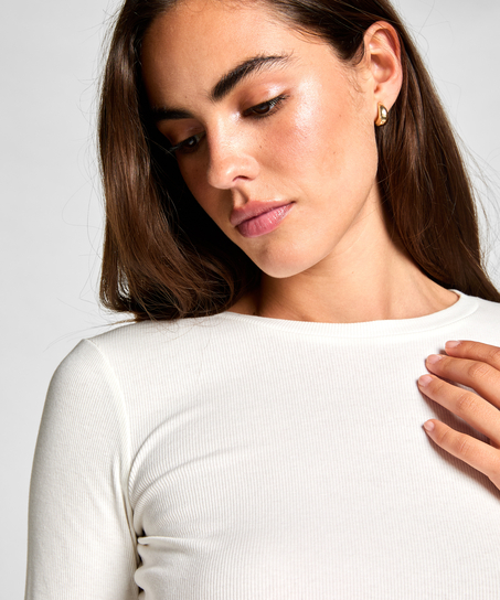 Long-Sleeved Pyjama Top, White