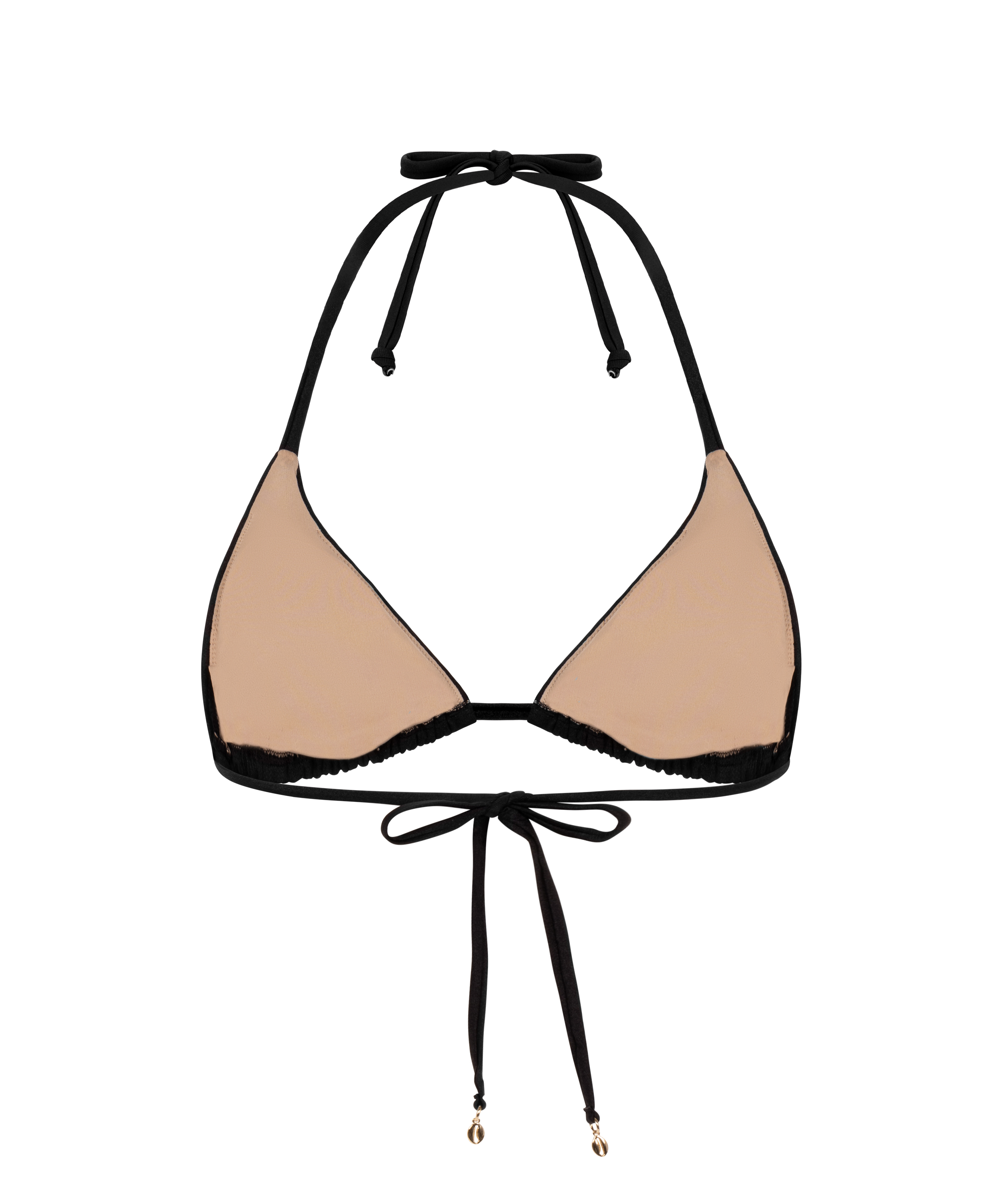 Boho Triangle Bikini Top, Black, main