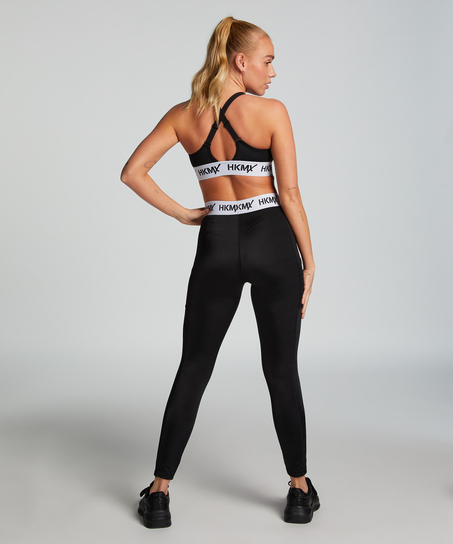 HKMX The Crop Logo Sports Bra Level 1, Black