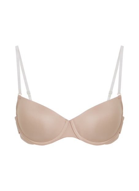 Transparent Back Padded Underwired Bra, Beige