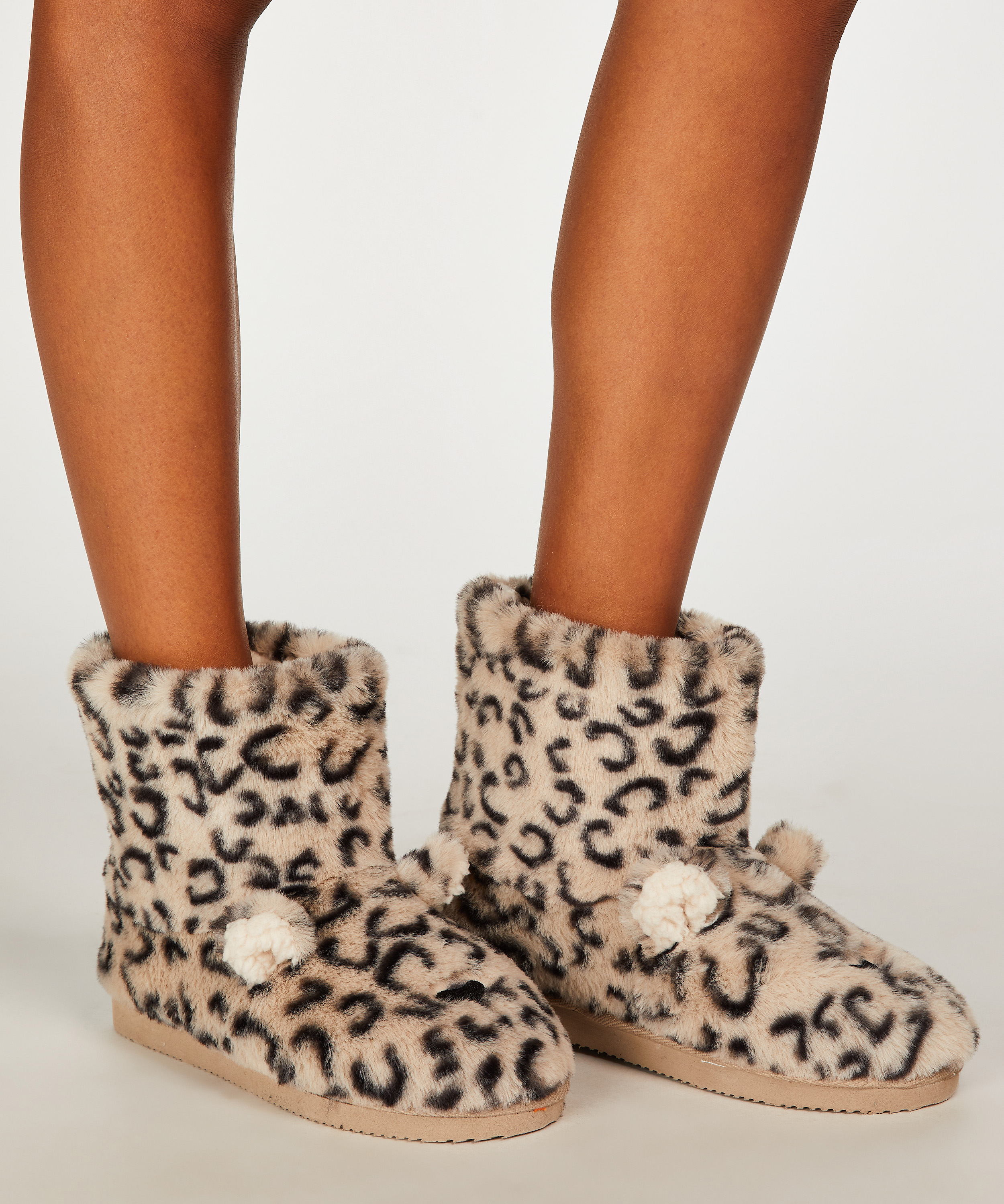 Leopard Print Boots, Beige, main