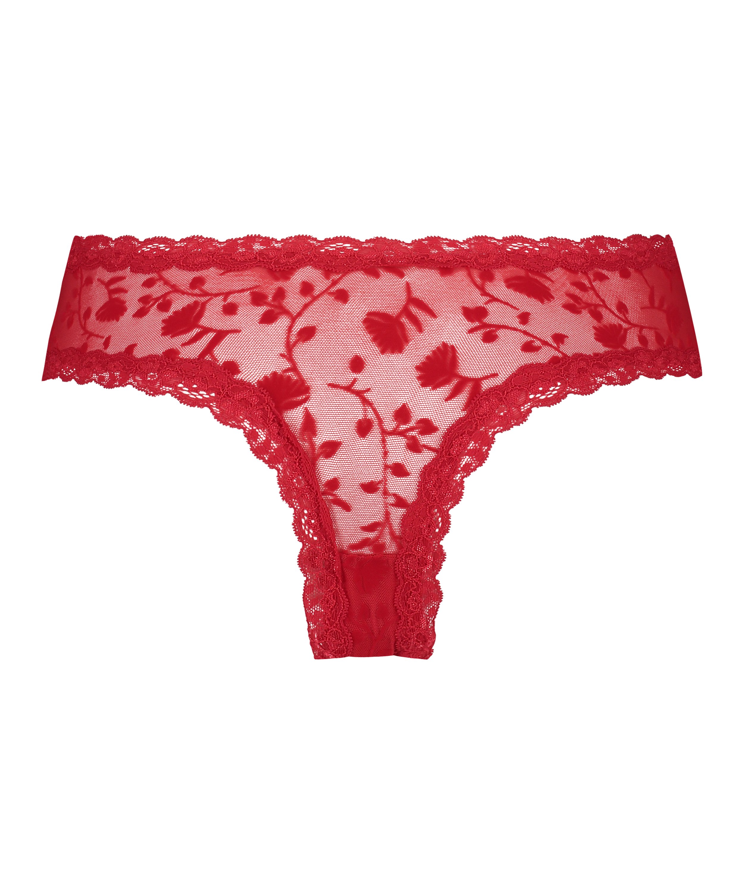 V-shaped Brazilian knickers mesh, Red, main