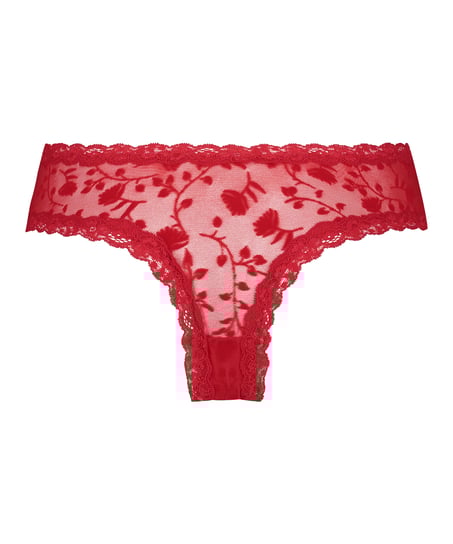 V-shaped Brazilian knickers mesh, Red