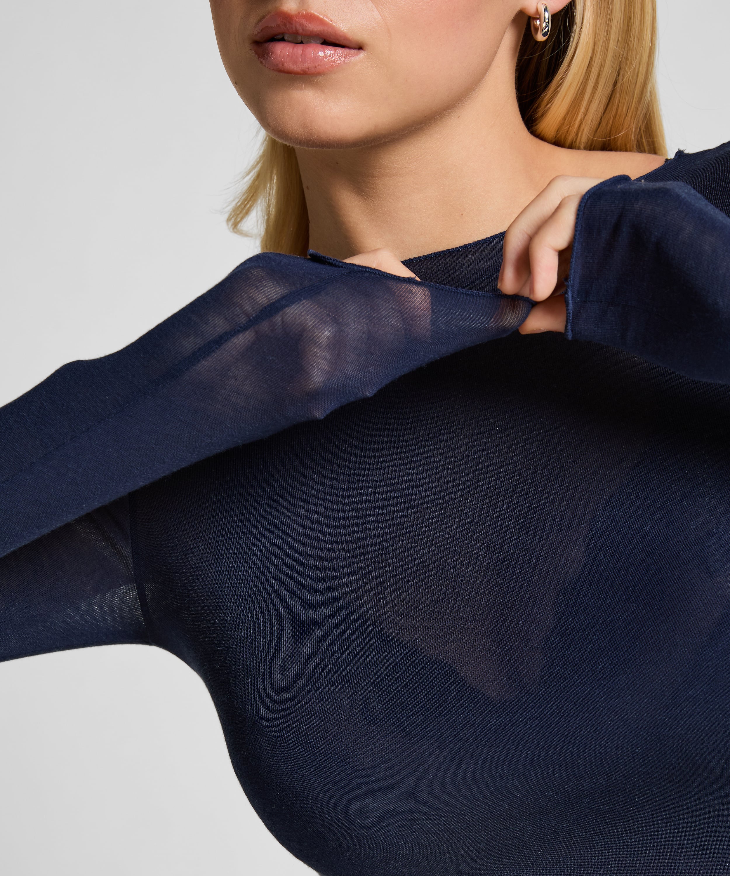 super soft Boatneck Shirt with Cashmere, Blue, main