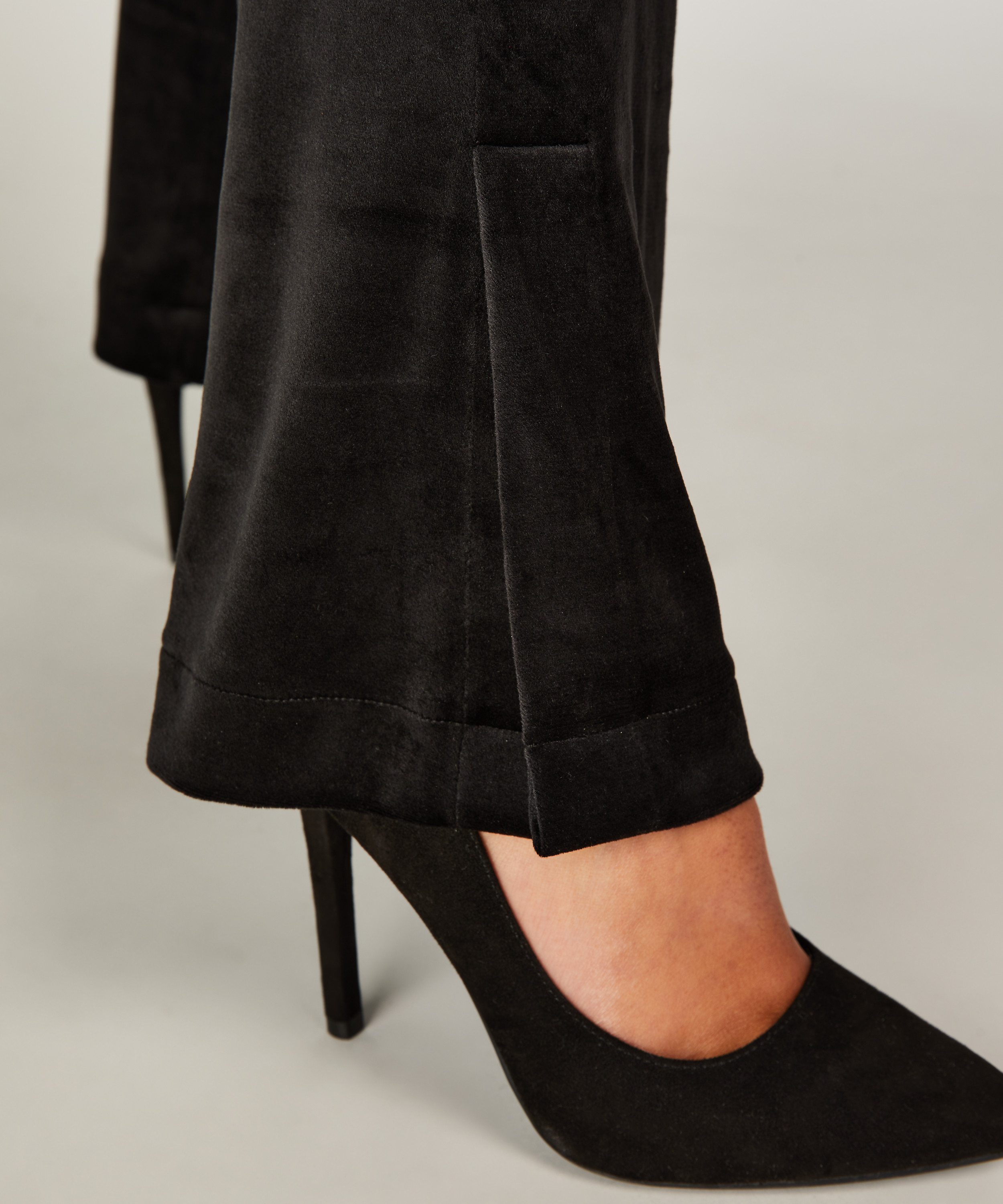 Flared Velvet Leggings, Black, main