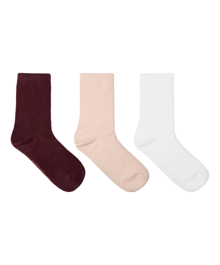 3-Pack Cotton Crew Socks, Purple