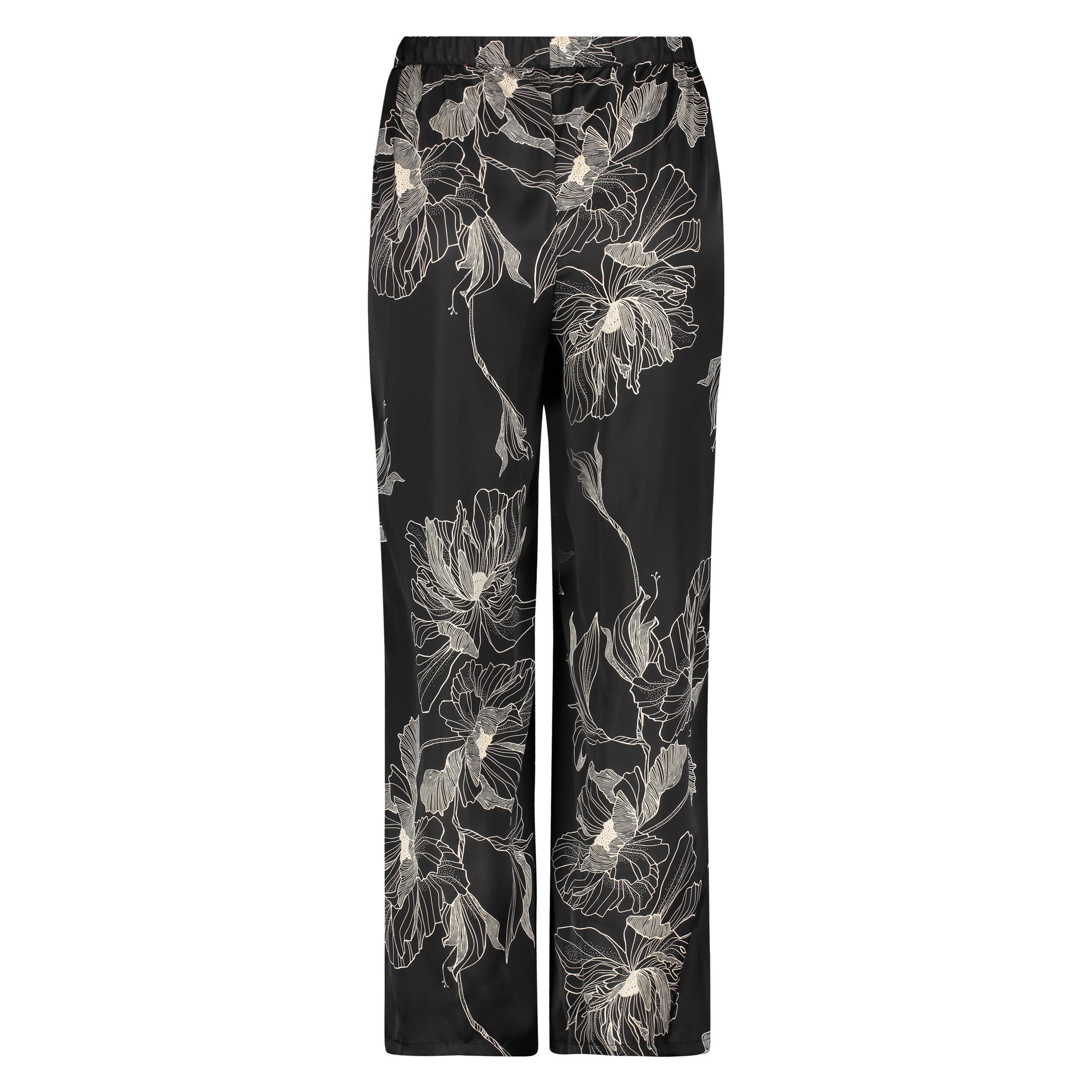 Petite Lotus satin palazzo trousers, Black, main