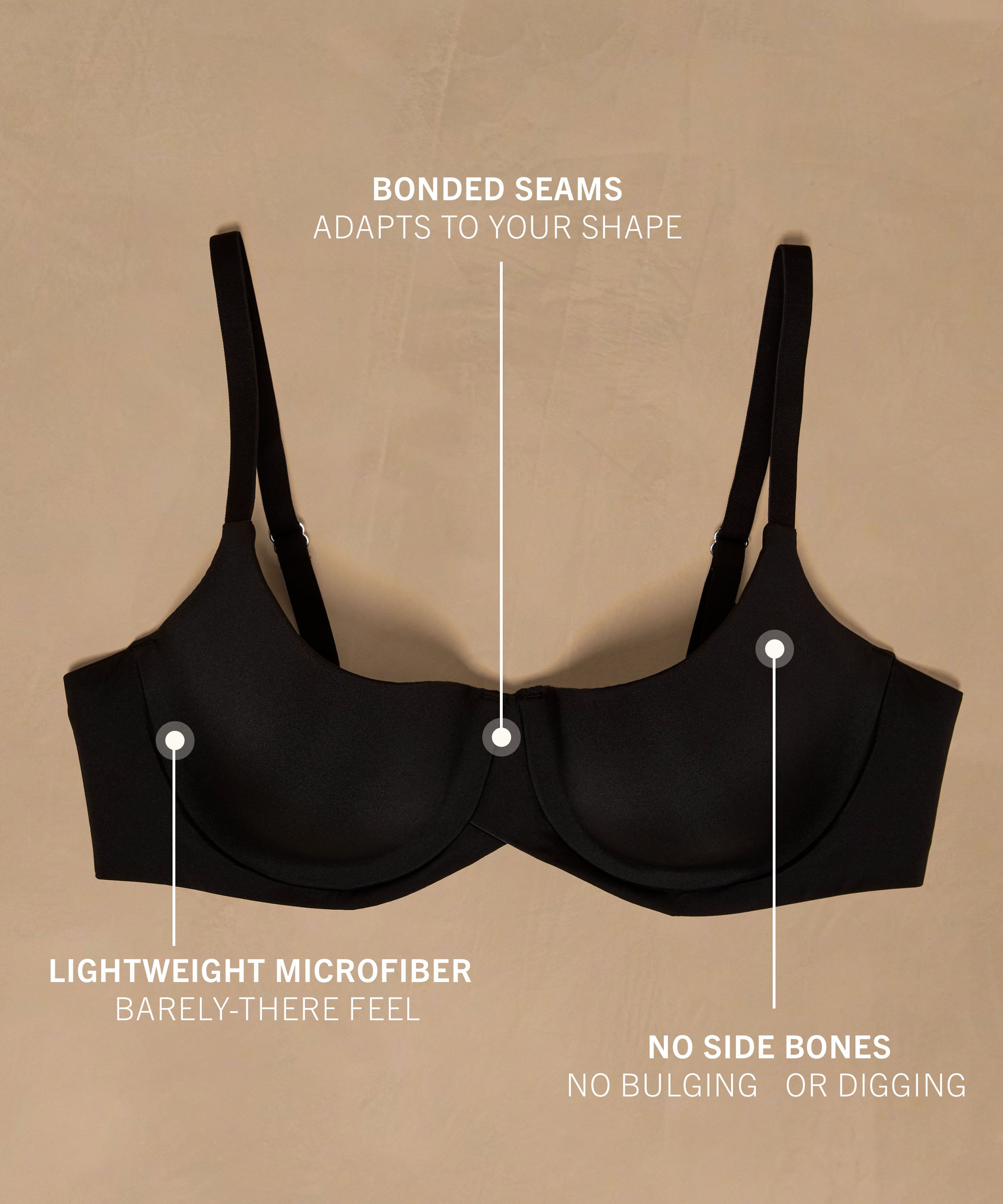 Smooth Padded Underwired Bra, Black, main