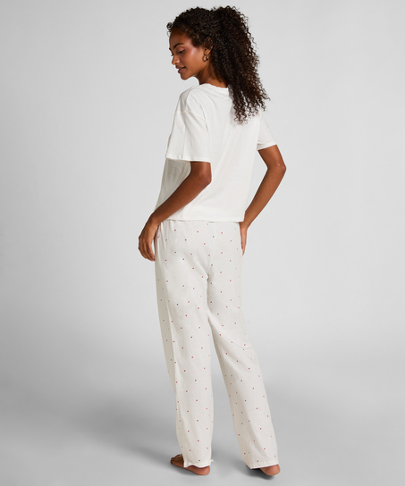 Pyjama Set Cotton Print, White