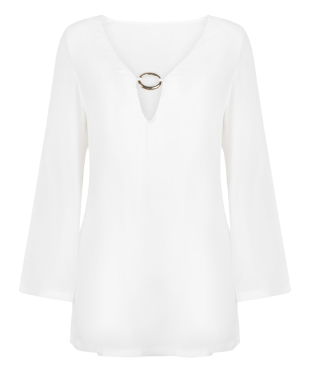 Beach Long-Sleeved Ring Dress, White