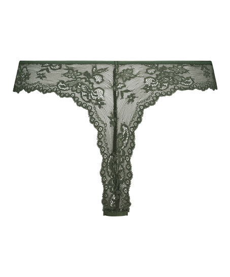 Lace Back Invisible Thong, Green