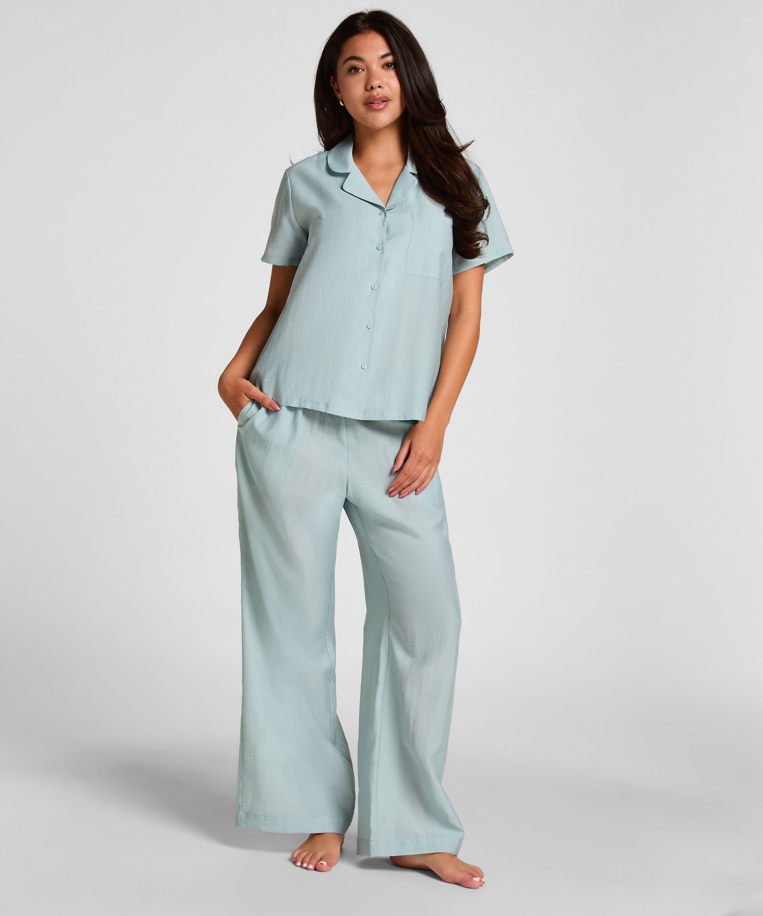 Pyjama Jacket Crinkled, Blue