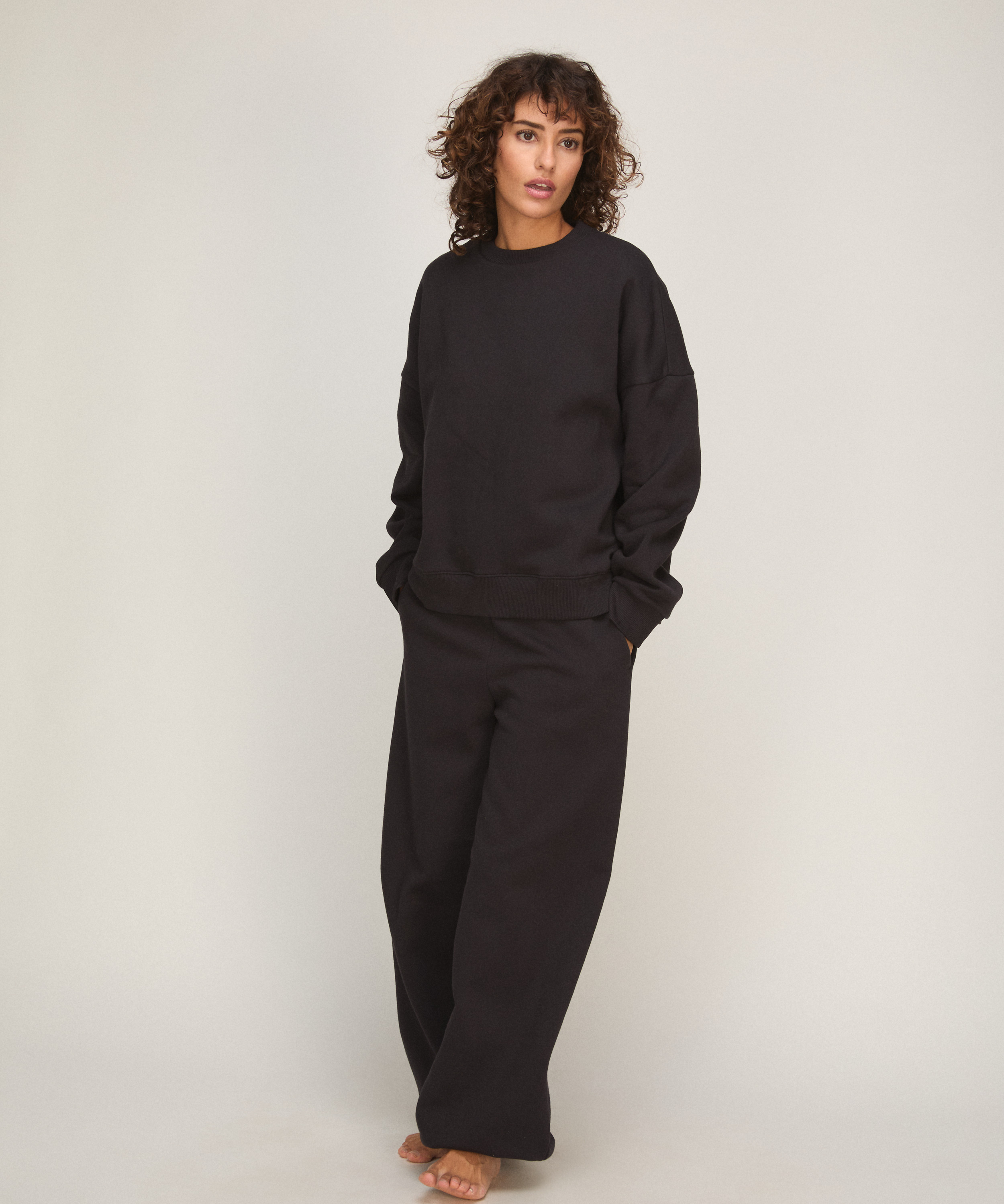 Top Crew Brushed Sweat, Black, main