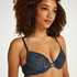 Animal Padded Underwired Bra, Blue