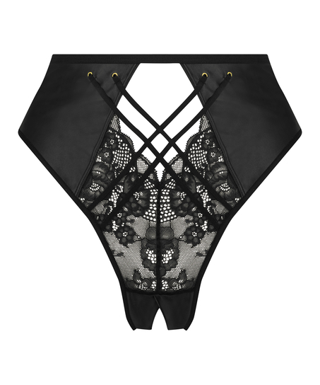 Melissa High Leg Open Crotch Brazilian, Black