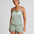 Velours Lace Cami Top, Green