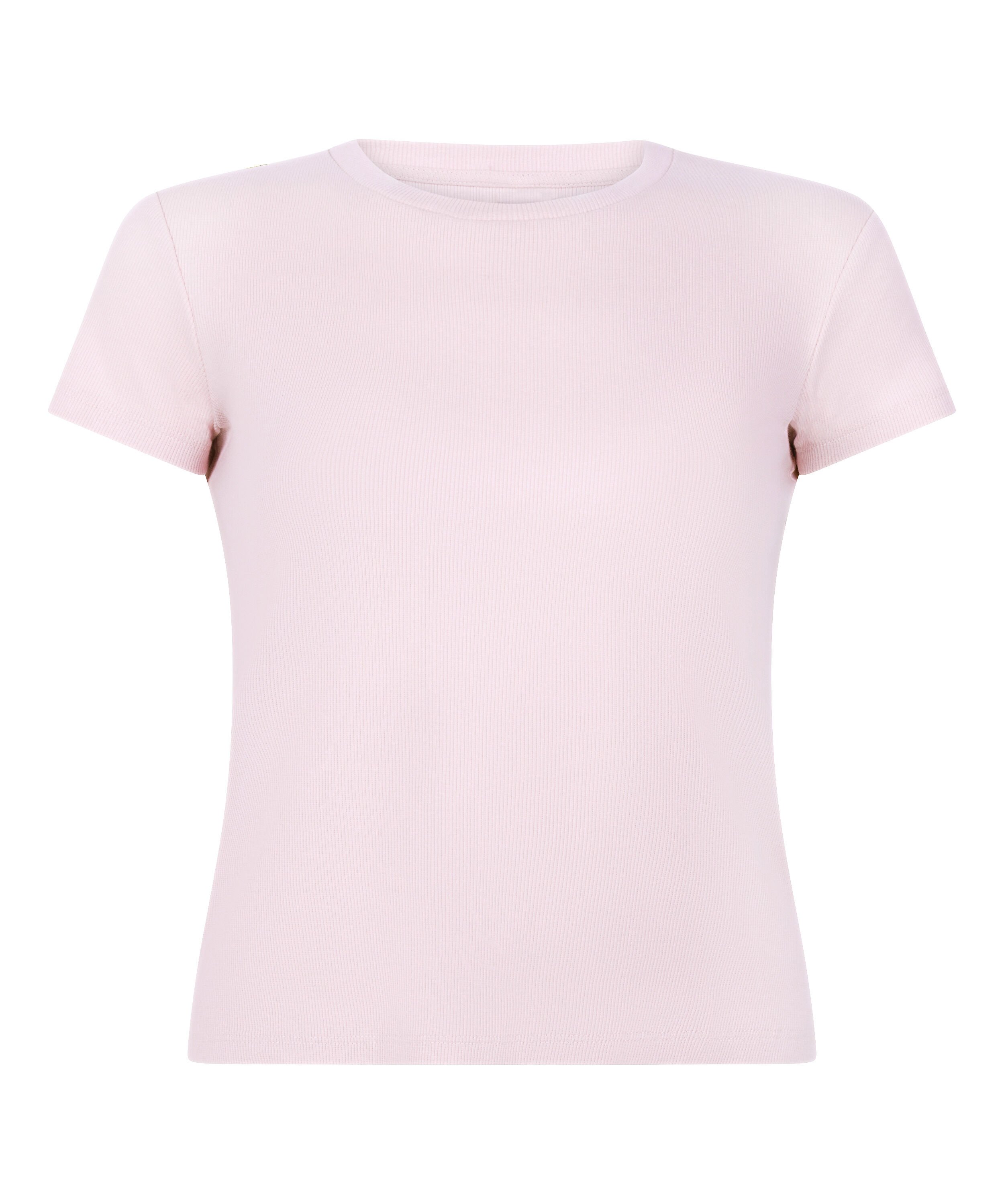 Ribbed Crew Neck Short-Sleeved Pyjama Top, Pink