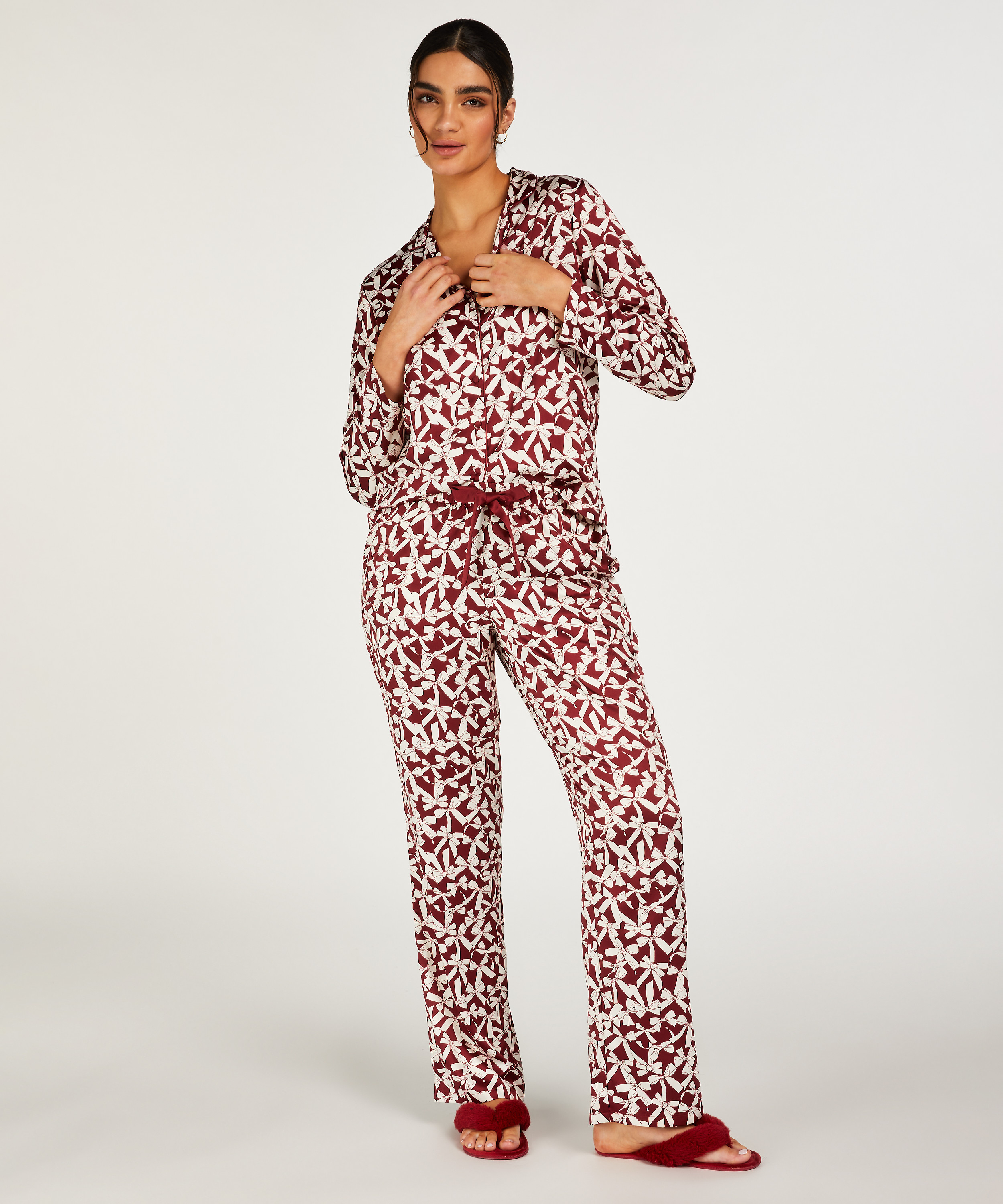 Satin Long-Sleeved Jacket, Red, main