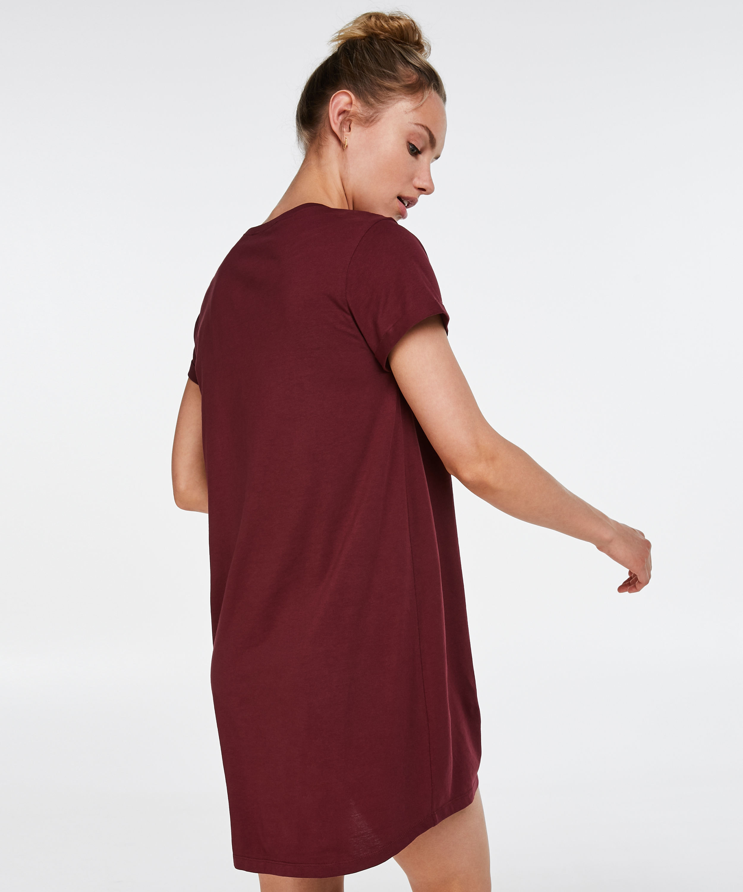 Round Neck Nightshirt, Red, main