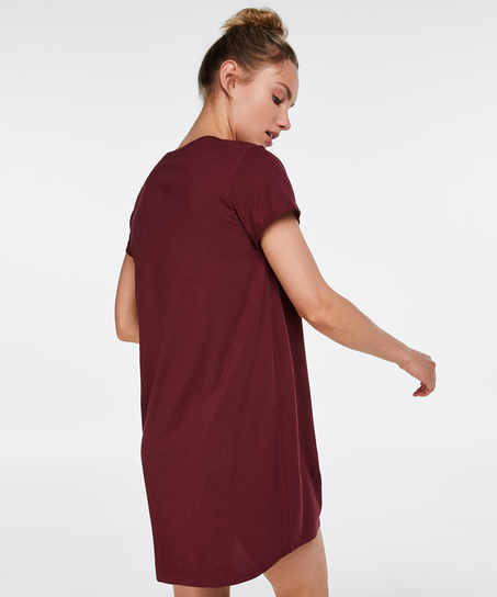 Round Neck Nightshirt, Red