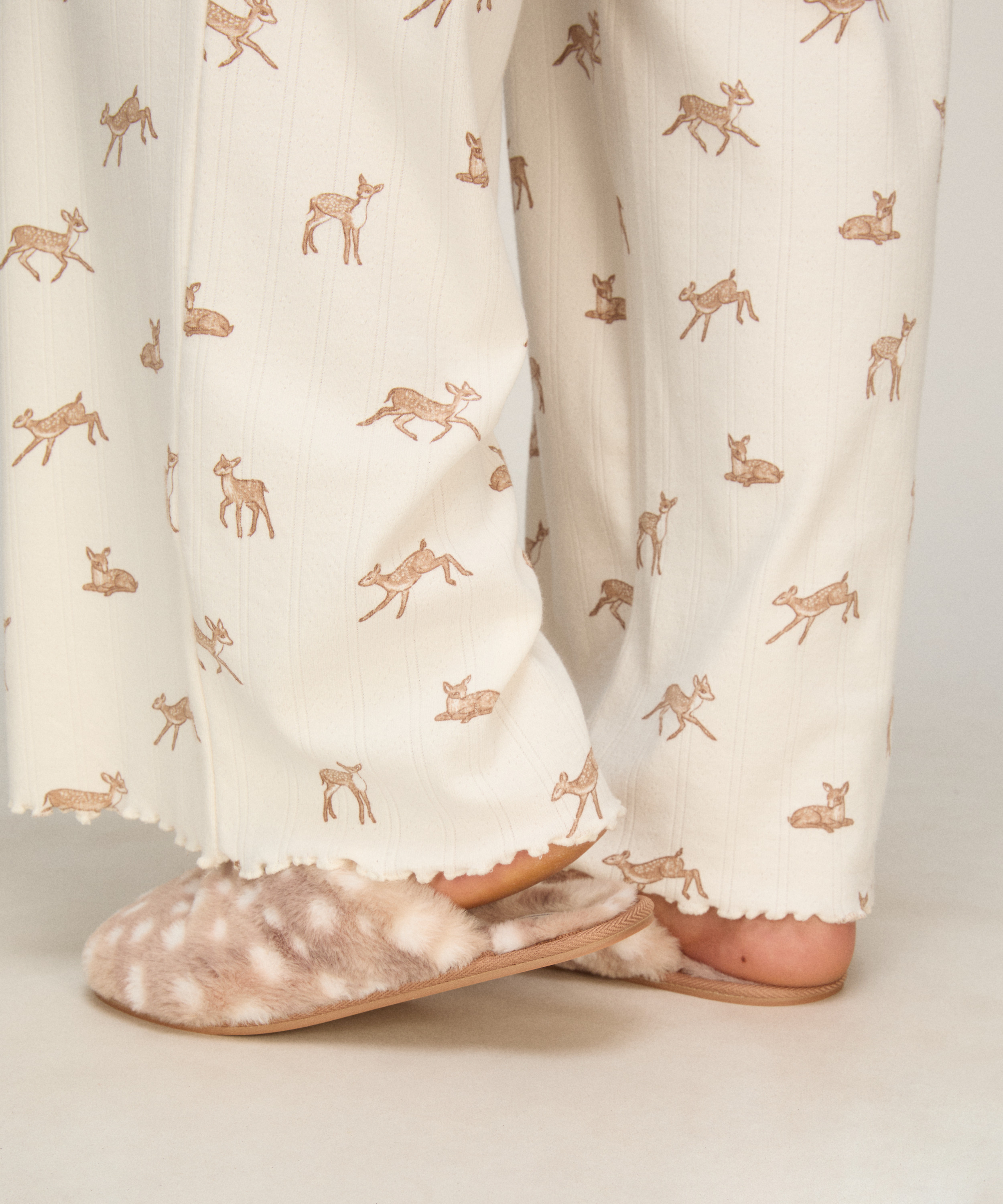 Slippers Deer Faux Fur, Brown, main