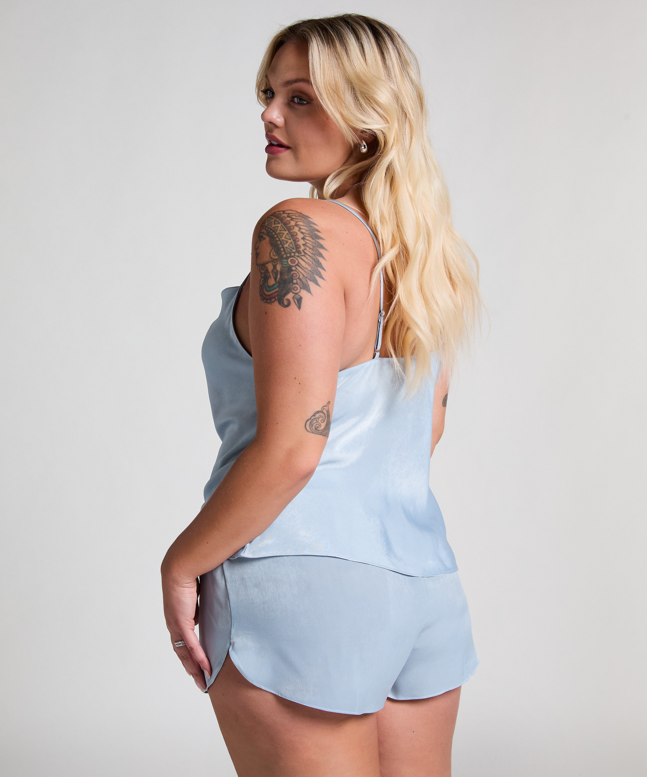 Short Satin Minimal, Blue, main