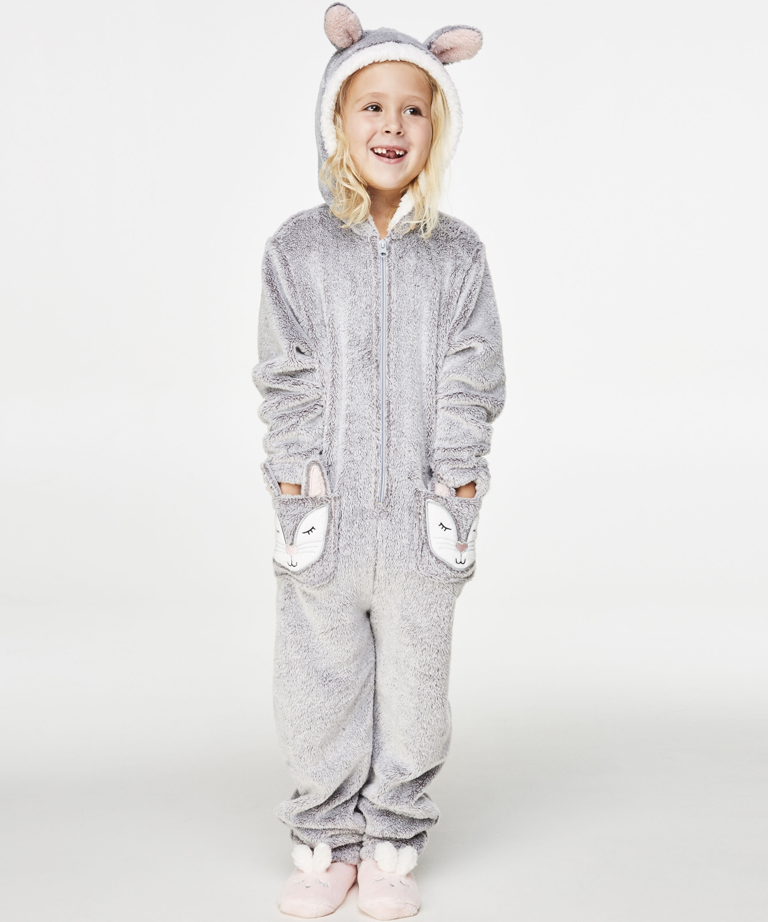 Fleece Onesie Kids, Gray