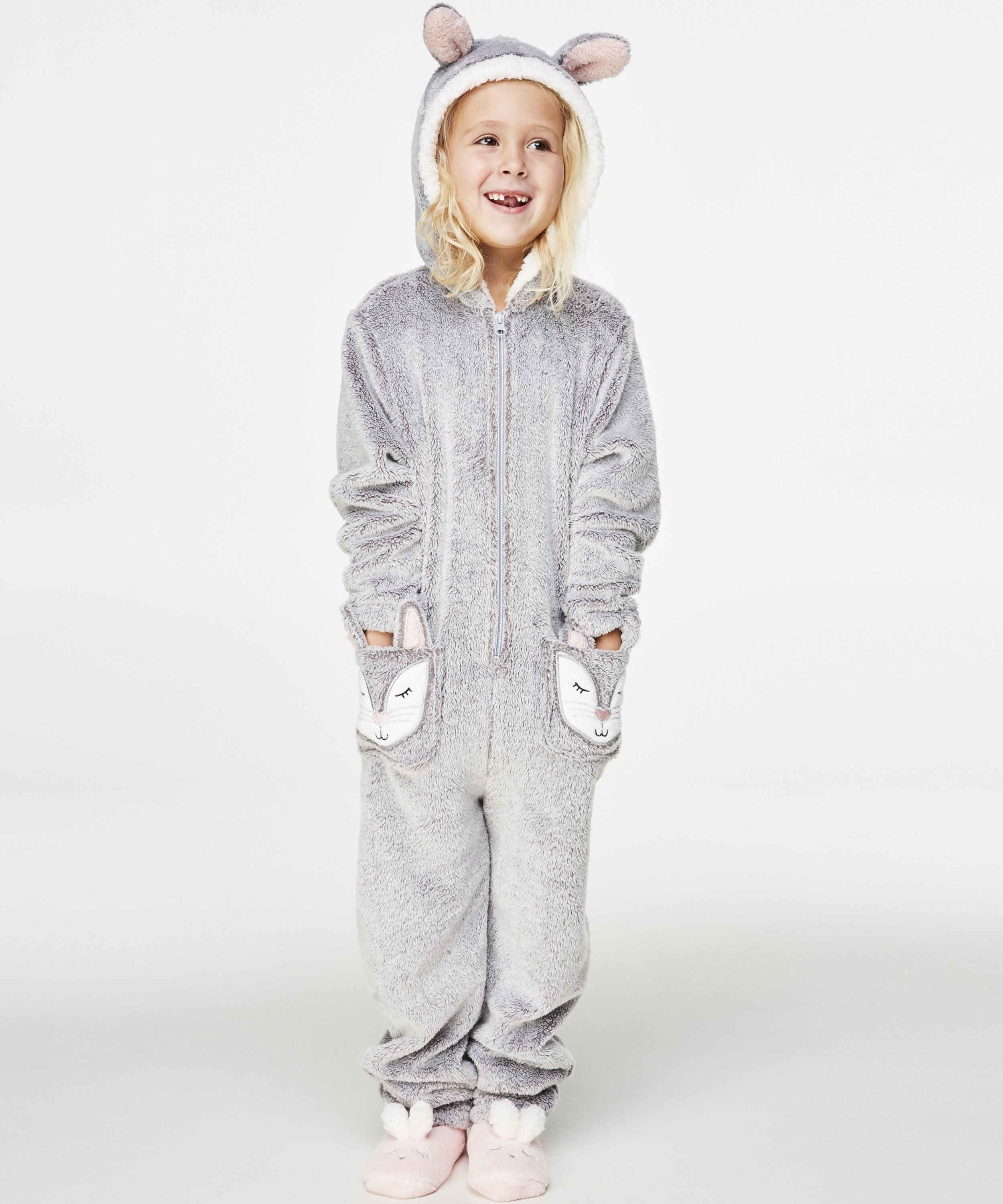 Fleece Onesie Kids, Gray, main