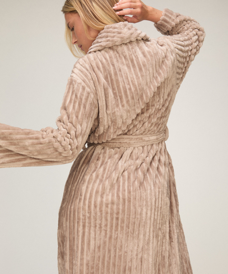 Bathrobe Jacqueared Fleece, Beige