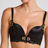 Avela Padded Underwired Longline Push-Up Bra, Black