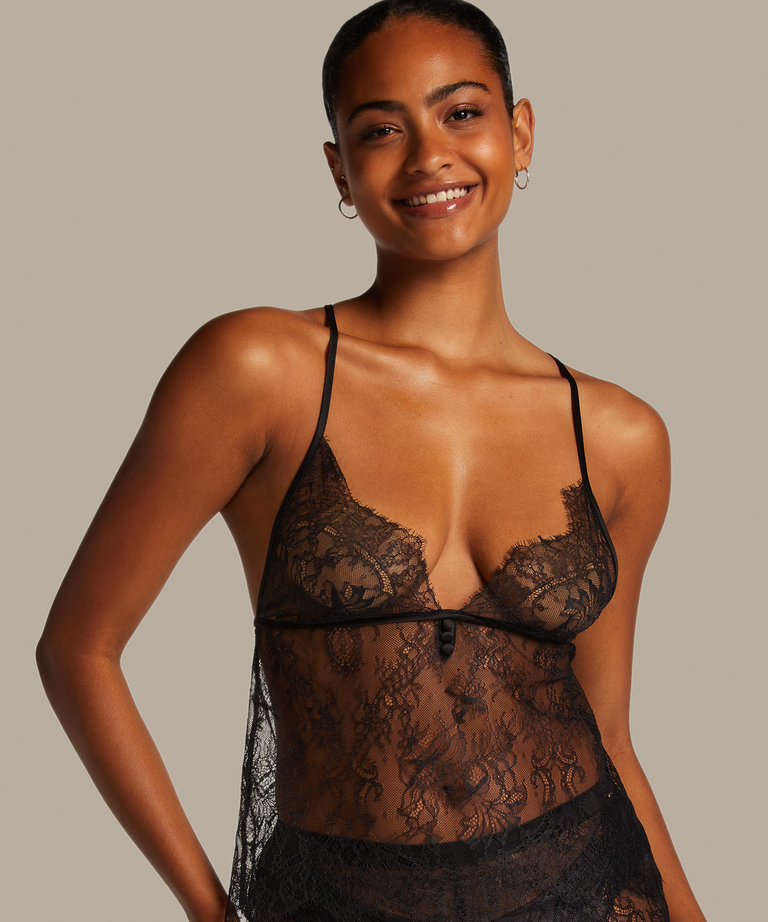 Delphine Lace Cami, Black, main