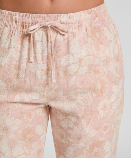 Flower Linen Pant, Pink