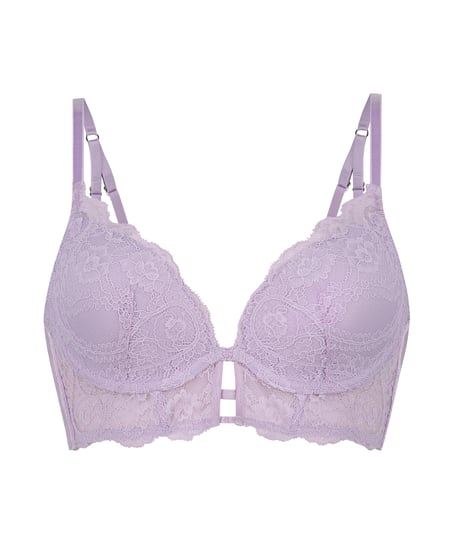 Ollie Padded Longline Underwired Bra, Purple