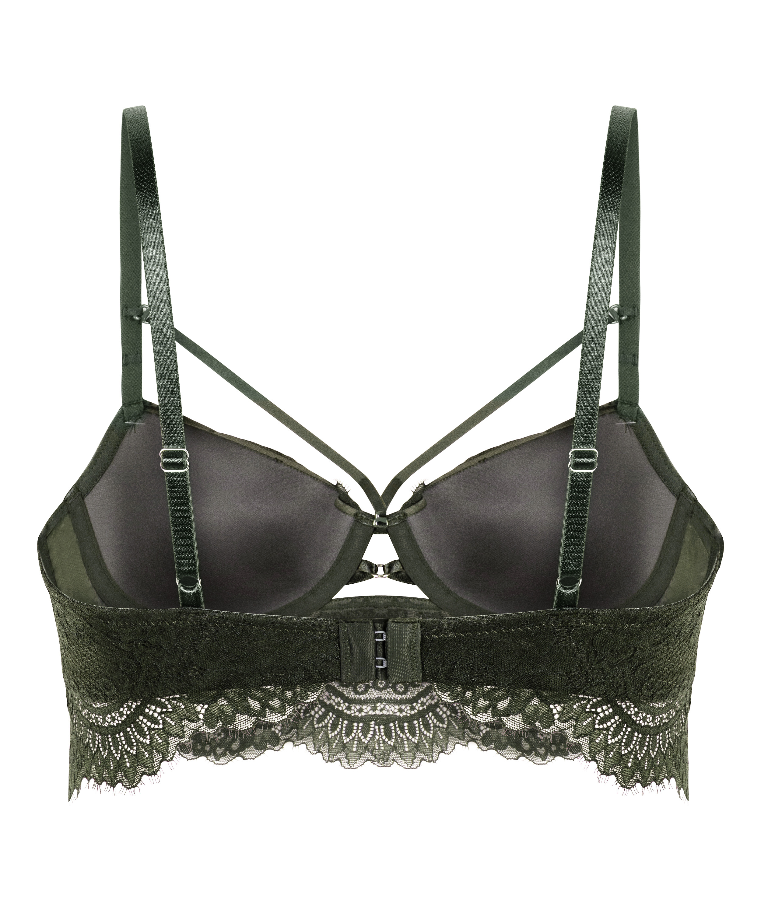 Amara Padded Underwired Longline Bra, Green, main