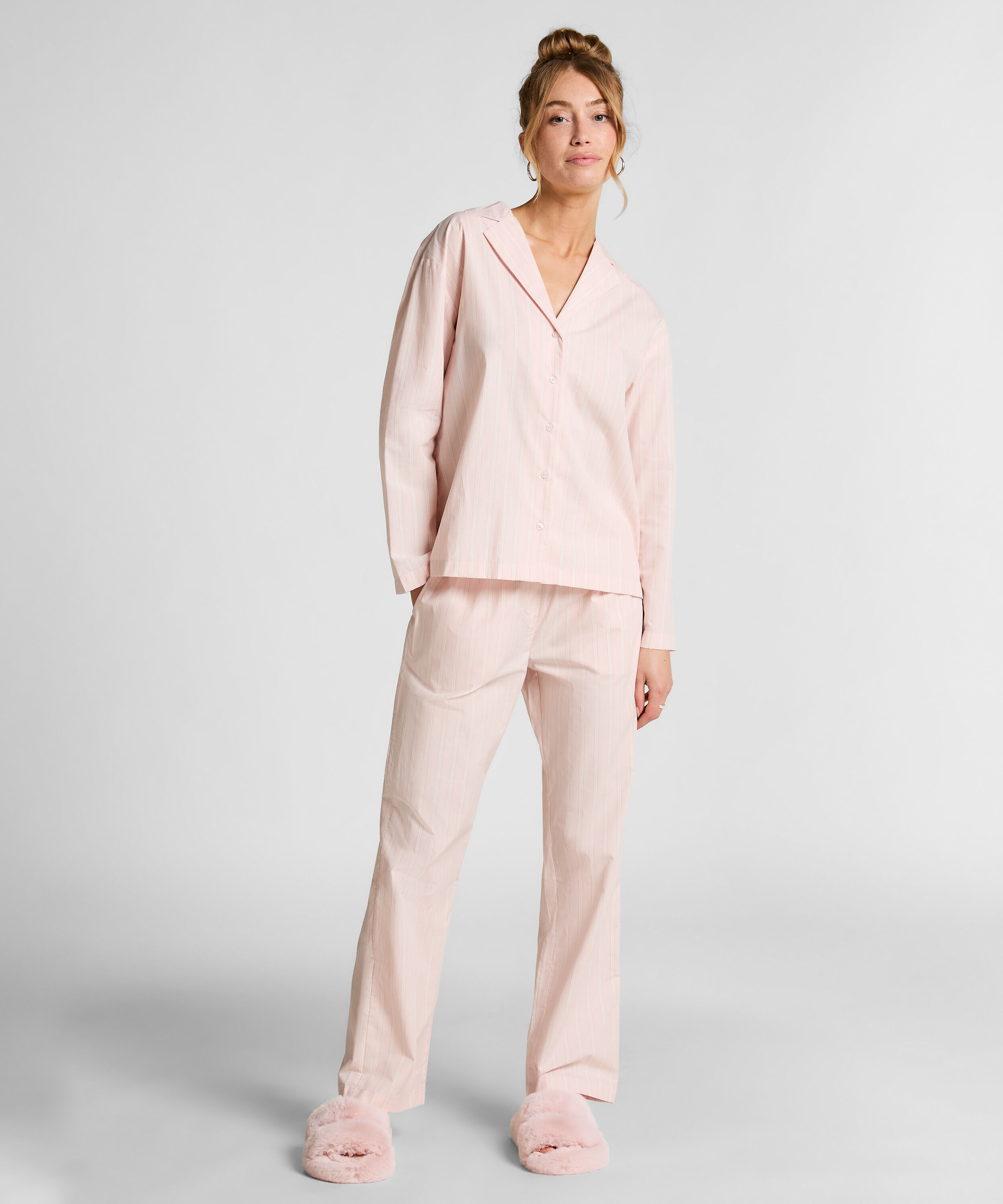 Poplin Cotton Pyjama Top, Pink