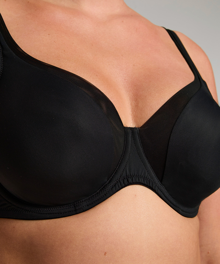 Mesh non-padded underwired bra, Black