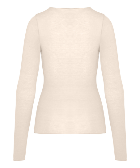 super soft Lace V-Neck shirt with Cashmere, White