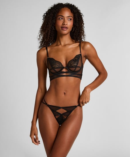 Amel Non-Padded Underwired Longline Bra, Black