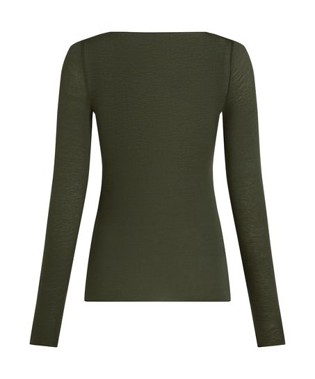 super soft Boatneck Shirt with Cashmere, Green