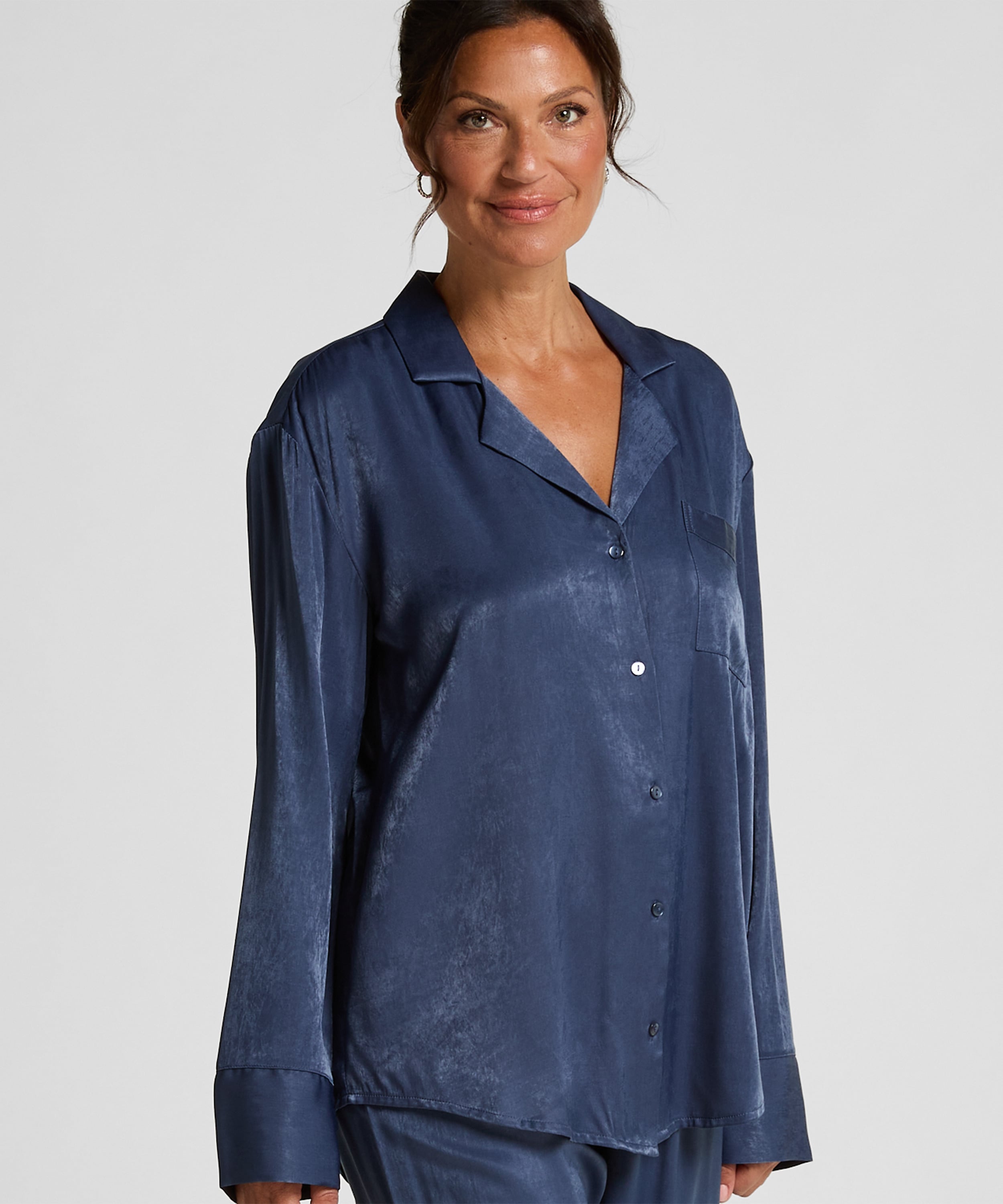 Ayla Satin Long-Sleeved Jacket, Blue, main