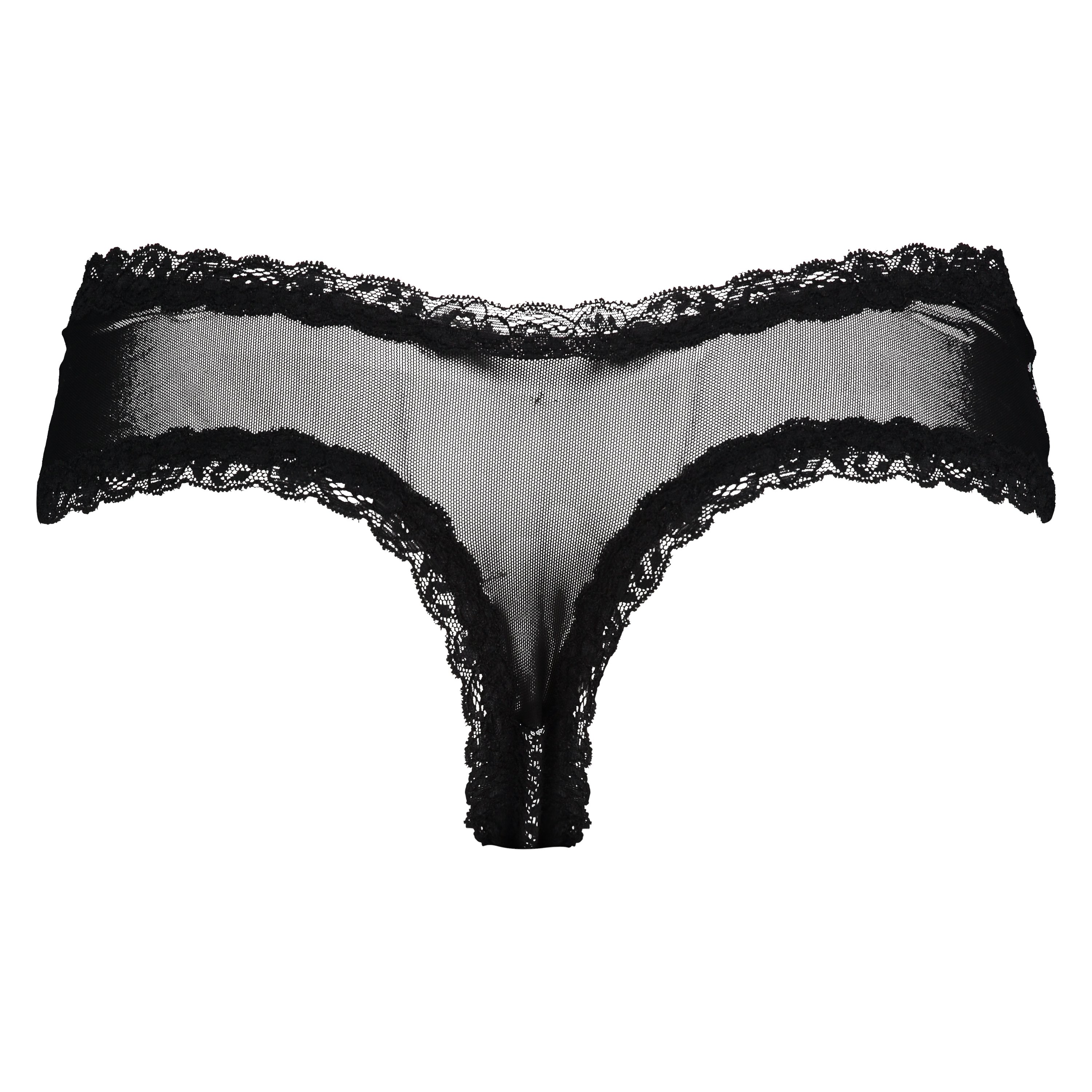 V-shaped Brazilian knickers mesh, Black, main