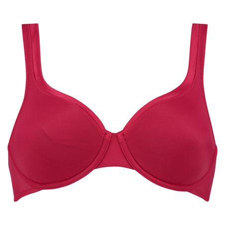 Satin Fleece Non-Padded Underwired Bra, Red